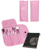 7 Piece Travel Cosmetic Beauty Set Roll Up Case with Snap and Drawstring Bag