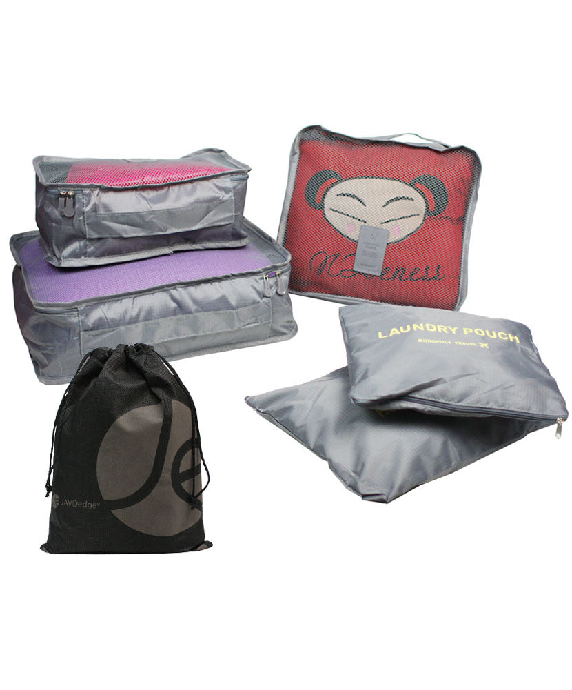 5 Piece Nylon Travel Packing and Storage Organizer for Travel Luggage Set