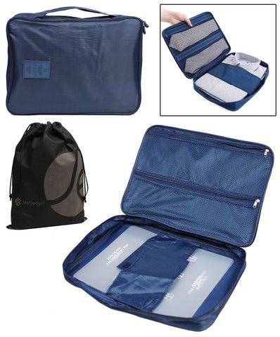 JAVOedge Blue 3 Piece Bundle Nylon Travel Packing / Home Storage Organizer Cubes (Small, Medium, Large)