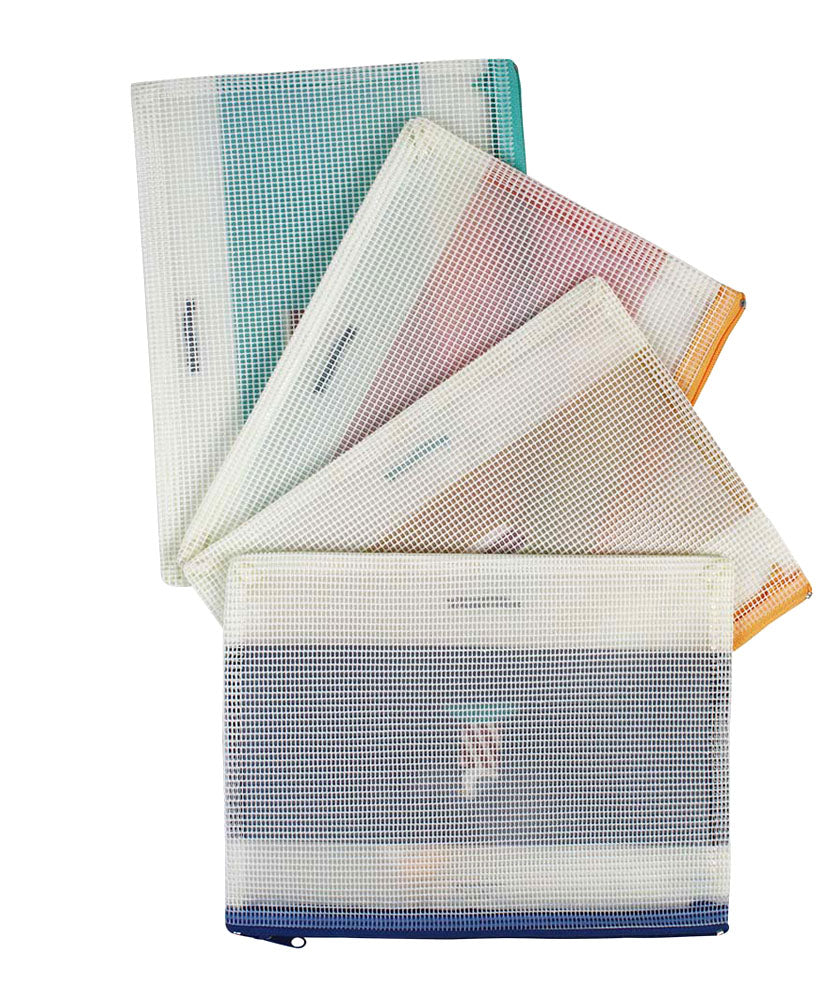 JAVOedge 4 Pack of Easy Storage or Travel PVC Mesh Bags (Blue, Light Blue, Peach, and Pink)