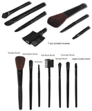 JE Bundle (3 Piece Set) Cosmetic Tropical Bags and (7 Piece Set) Makeup Brush Set with Travel Bag