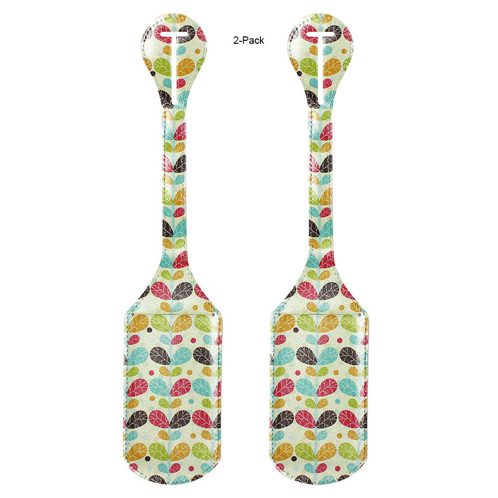JAVOedge 2 Pack Retro Plant Print Stylish Luggage Tags with Adjustable Strap for Carry On, Luggage, Travel