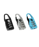 [3 PCS SET], 3 Dial Combination Luggage Metal Lock in 3 Colors with Travel Bag (Blue, Black, Silver)